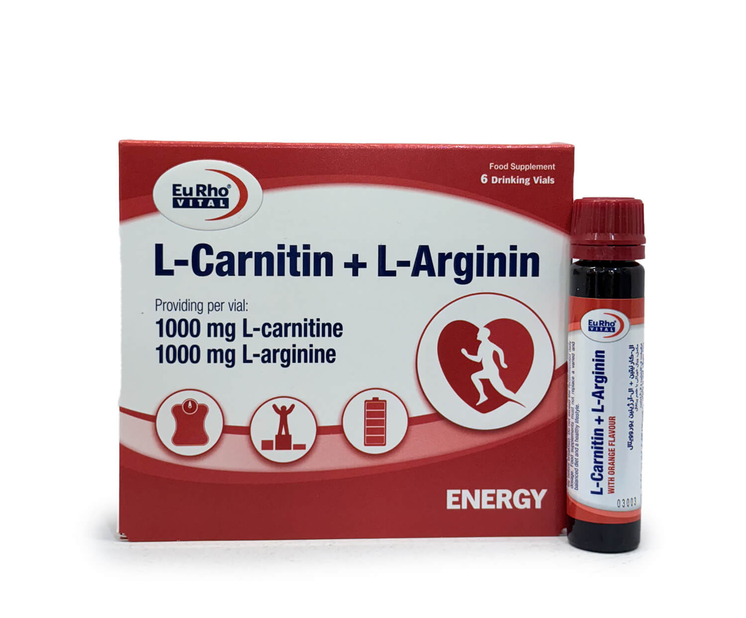 ال-کارنیتین + ال-آرژنین یوروویتال ویال خوراکی 6 عددی